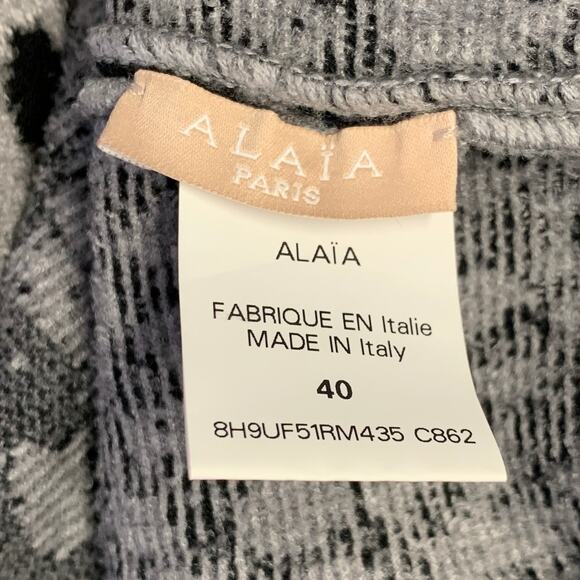 ALAIA Size 8 Grey Black Viscose Blend Animal Print Sweater - Picture 6 of 7